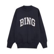 Navy Bradie Sweatshirt met Bing Grafisch Anine Bing , Blue , Dames