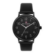 Zwarte leren kwarts analoog horloge Ben Sherman , Black , Heren