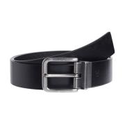 Zwarte Leren Riem - Gegraveerd Logo Calvin Klein , Black , Heren