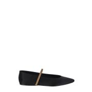 Leren Ballerina Schoenen Saint Laurent , Black , Dames