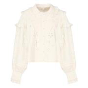 Witte Oogje Geborduurde Top met Kraag For Love & Lemons , White , Dame...