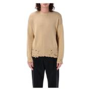 Gedistresseerde Crewneck Gebreide Kleding Sand Marni , Beige , Heren