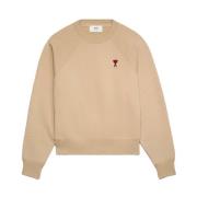 Luxe Unisex Geborduurde Sweatshirt Ami Paris , Beige , Dames