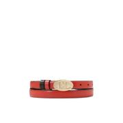 Tweekleurige riem met halfronde gesp met monogram Kazar , Red , Dames