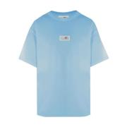 Katoenen Logo T-Shirt MM6 Maison Margiela , Blue , Heren