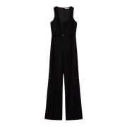 Jumpsuit met uitlopende pijpen in Milano-breisel Twinset , Black , Dam...