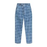 Blauwe Logo Print Jeans Knoopsluiting Vivienne Westwood , Blue , Heren