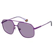 Lila Stalen Zonnebril Polaroid , Purple , Unisex