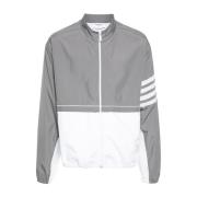 Grijze Colour-Block Jas met Handtekeningstrepen Thom Browne , Gray , H...