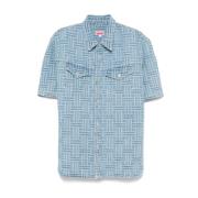 Blauwe Button-Up Shirt met Zakken Kenzo , Blue , Heren