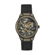 Zwarte Textiel Quartz Analoog Horloge Guess , Black , Dames