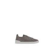 Suede Slip-On Sneakers Ermenegildo Zegna , Gray , Heren