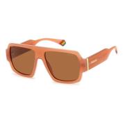 Beige Resin Zonnebril Perzik Koper Polaroid , Orange , Unisex