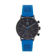 Blauwe Rubberen Chronograaf Adidas , Blue , Heren