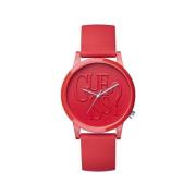 Rode Hars Analoge Kwarts Horloge Guess , Red , Dames