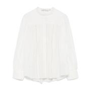 Witte Button-Up Band Kraag Shirt Alice + Olivia , White , Dames