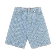 Blauwe Knoopsluiting Shorts Klassieke Zakken Kenzo , Blue , Heren