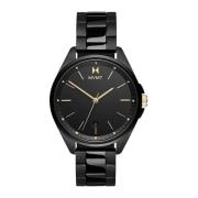 Zwarte Roestvrijstalen Analoge Quartz Horloge Mvmt , Black , Dames