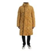 Gele Shearling Lange Jas Bottega Veneta , Yellow , Heren