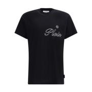 Monogram Logo Patch Katoenen T-Shirt Philipp Plein , Black , Heren