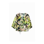 Groene Bloemen Wikkelblouse Abstracte Bloemen Desigual , Multicolor , ...