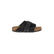 Kyoto Zwarte Suède Sandaal met Velcro Birkenstock , Black , Dames