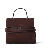 Bruine leren tas met afneembare band Moschino , Brown , Dames