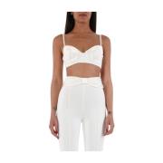 Satijnen Strik Crepe Top Elisabetta Franchi , White , Dames