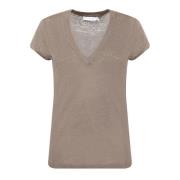 V-hals T-shirt voor casual stijl IRO , Beige , Dames