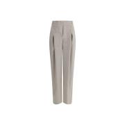 Elegante wollen broek met pied-de-poule-patroon Fendi , Brown , Dames