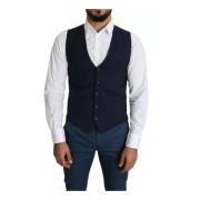 Navy Blue Formeel Vest Dolce & Gabbana , Blue , Heren