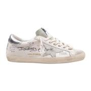 Witte en zilveren leren sneakers Golden Goose , White , Heren