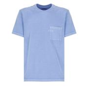 Lichtblauw Crewneck T-shirt met zak Fay , Blue , Heren