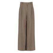 Bruin Linnen Viscose Broek Vrouw Brunello Cucinelli , Brown , Dames