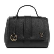 Zwarte leren handtas 19v69 Italia , Black , Dames