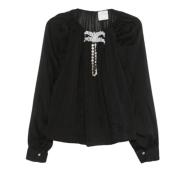 Zwarte Blouse met Italiaans Ontwerp Forte Forte , Black , Dames