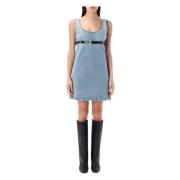 Denim Mini Jurk met Riem Coperni , Blue , Dames