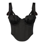 Zwarte Top met Strik en Rits For Love & Lemons , Black , Dames