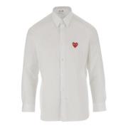 Katoenen Logo Shirt Lange Mouw Wit Comme des Garçons , White , Heren