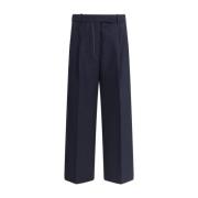 Elegante wollen broek met witte stiksels Thom Browne , Blue , Dames