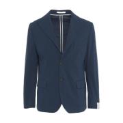 Blauwe Single-Breasted Blazer Ss25 Paolo Pecora , Blue , Heren