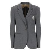 Grijze Katoenen Blazer Peak Kraag Jas Brunello Cucinelli , Gray , Dame...