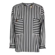 Gestreepte Katoen Zijden Shirt Max Mara , White , Dames