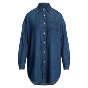 Blauwe Oversized Denim Shirt Polo Ralph Lauren , Blue , Dames