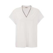 Casual Katoenen T-shirt Brunello Cucinelli , White , Dames