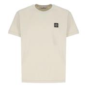 Beige Katoenen T-shirt met Logopatch Stone Island , Beige , Heren