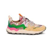 Gele sneakers met bloemenstof Flower Mountain , Multicolor , Dames