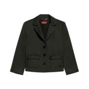 Satin Blazer met kristallen knopen Max Mara Studio , Black , Dames