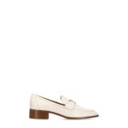 Ivoor Platte Leren Loafers Metalen Logo Tod's , Beige , Dames