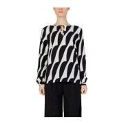 Abstract Print Blouse met Lange Mouwen Street One , Black , Dames